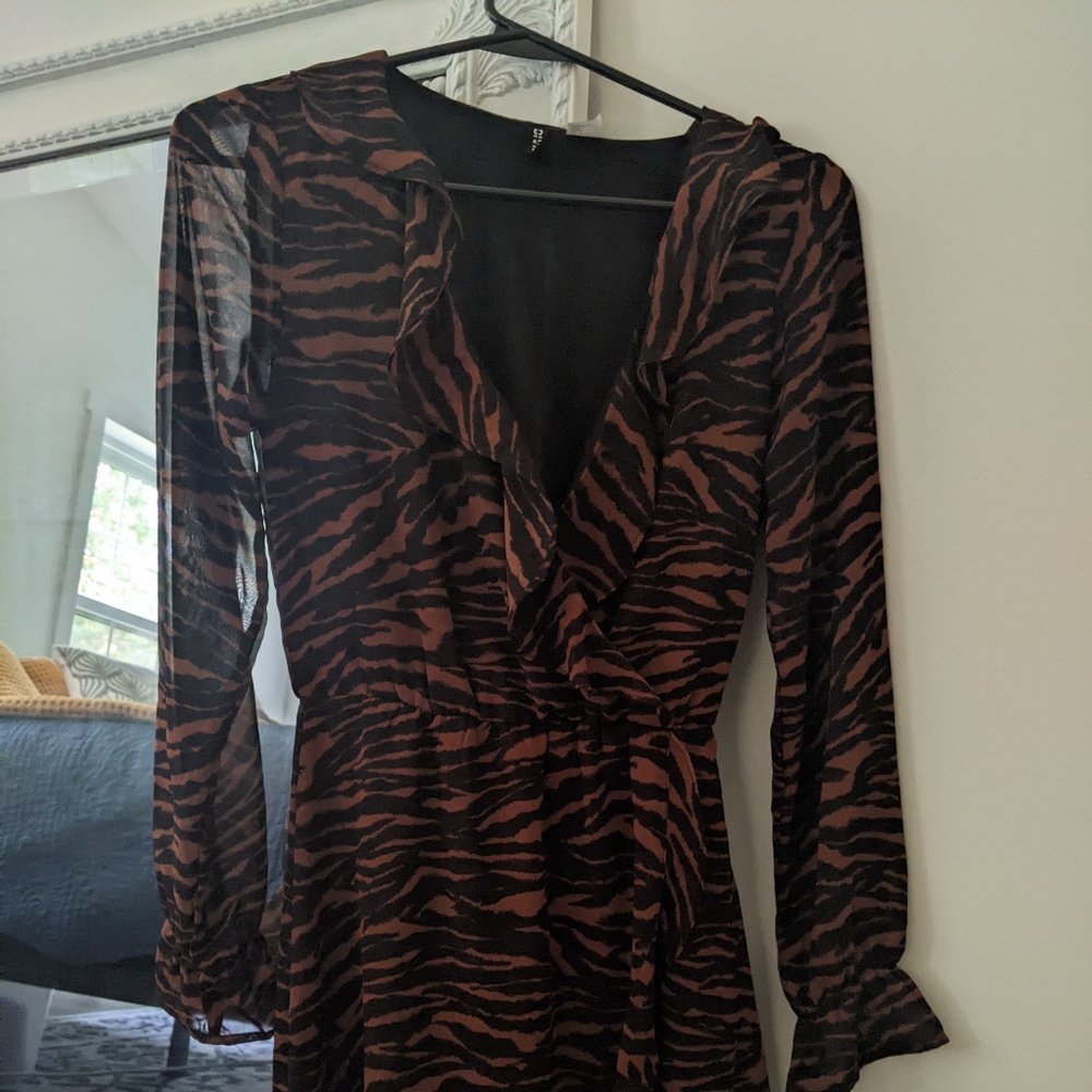 Chiffon Mini Long-sleeve Dress
